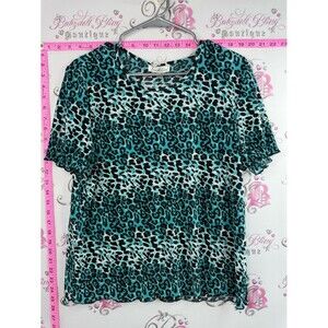 Tradition T-shirt, cheetah, print, ombre, blue, Leopard Print Short Sleeve Top